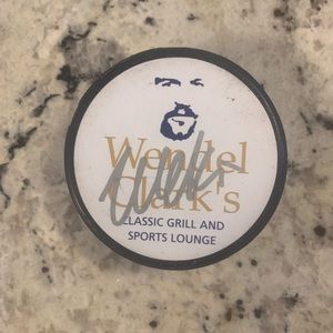 Signed Wendell Clark hockey puck.
